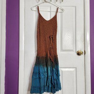 Y2K Brown & Teal Ruffle Fairy Dress